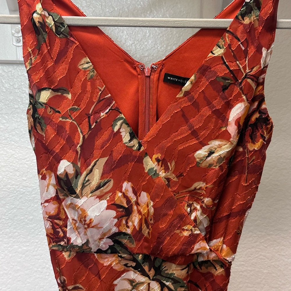 White House Black Market Floral Orange Dress